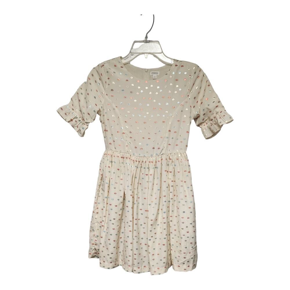 Gymboree Cream Metallic Polka-Dots Colored Fit & Flare Dress Size 12